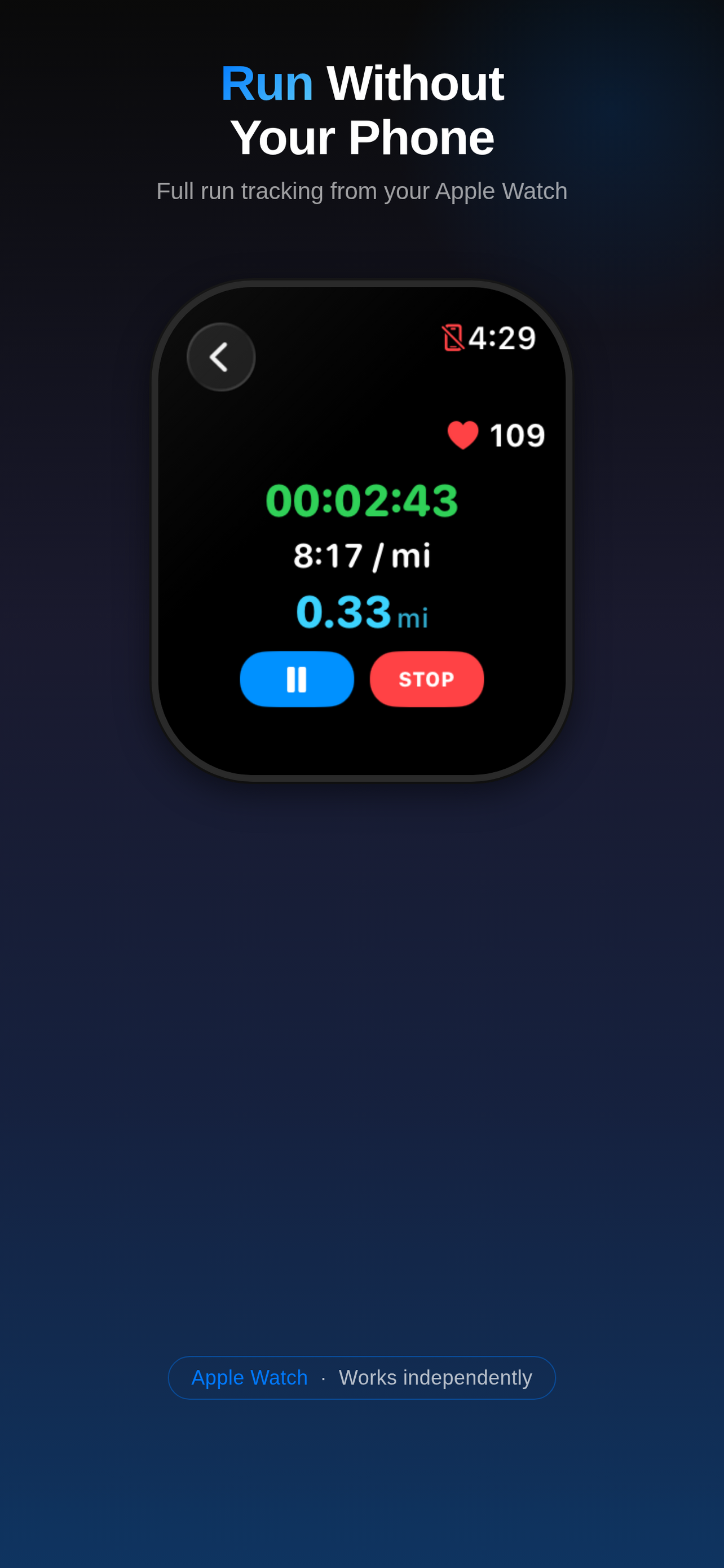 Apple Watch live run tracking with heart rate and pace