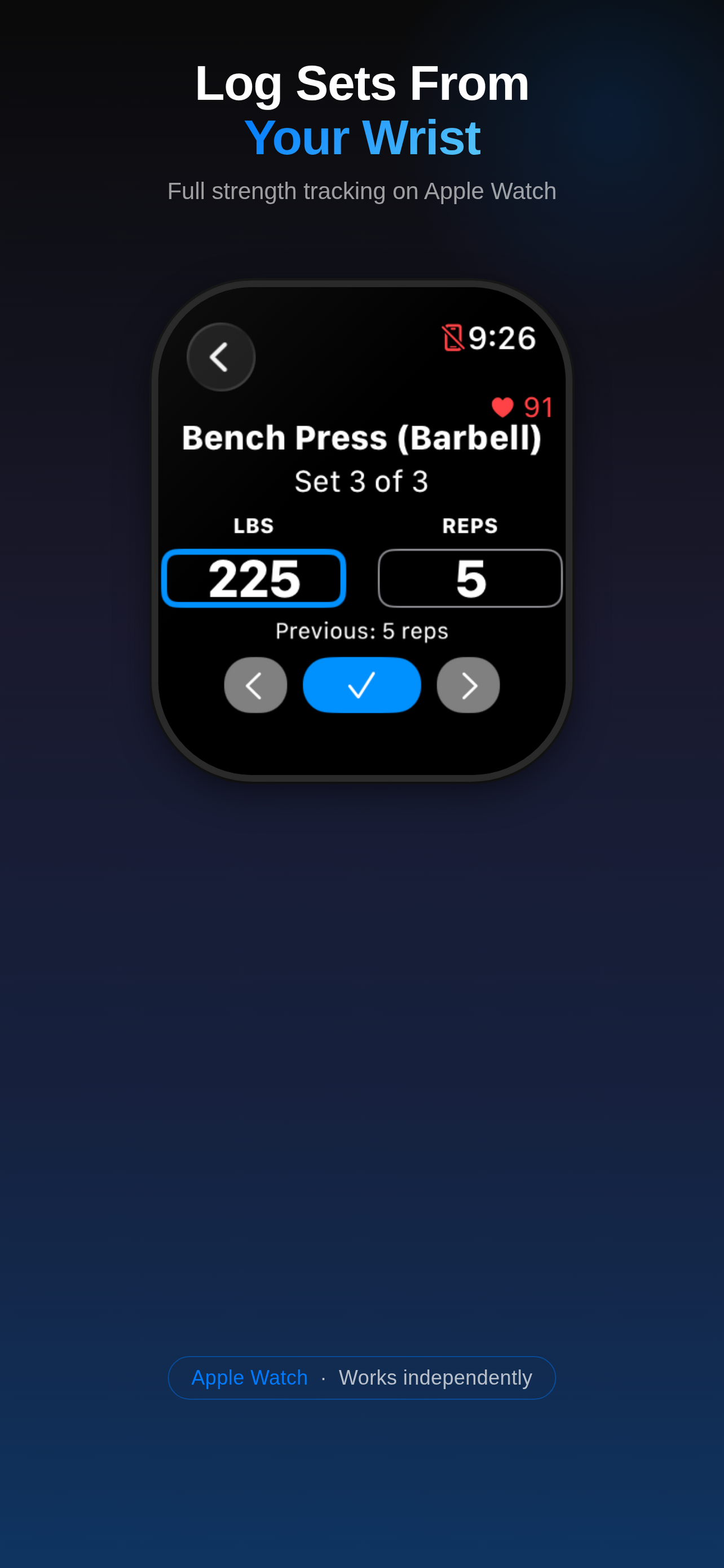 Apple Watch strength set logging